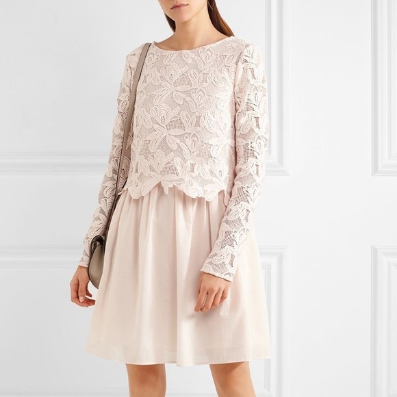 See by Chloe | Guipure lace and Cotton Mini Dress Sz 44 - Picture 2 of 7